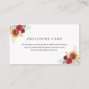 Carte D'accompagnement Roses Rouges et Tournesols
