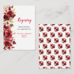 Carte D'accompagnement Roses rouges romantiques Registre des Mariages flo