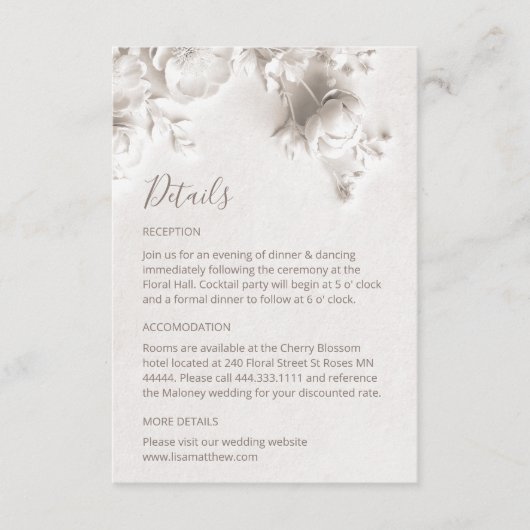 Carte D'accompagnement Roses sauvages 3D blanches (Devant)