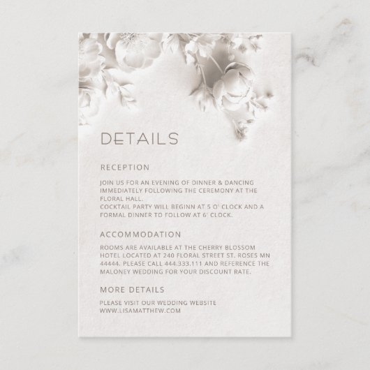 Carte D'accompagnement Roses sauvages 3D blanches (Devant)
