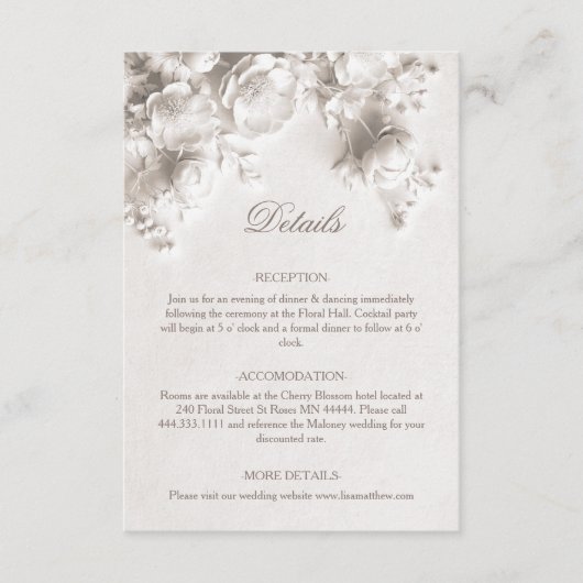 Carte D'accompagnement Roses sauvages 3D blanches (Devant)