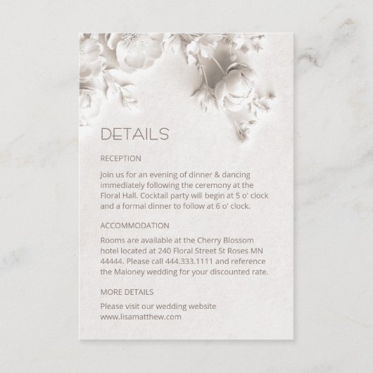 Carte D'accompagnement Roses sauvages 3D blanches (Devant)