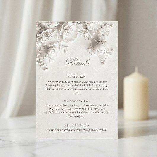 Carte D'accompagnement Roses sauvages 3D blanches