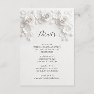 Carte D'accompagnement Roses sculptées 3D minimalistes blanches