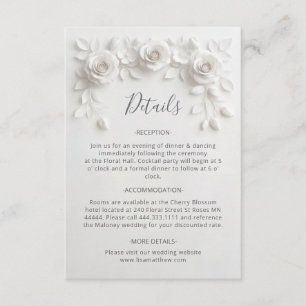 Carte D'accompagnement Roses sculptées 3D minimalistes blanches