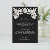 Carte D'accompagnement Roses sculptées 3D noires et blanches (Debout devant)