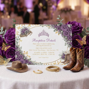 Carte D'accompagnement Roses Violettes Occidentales Pays Doré Quinceañera