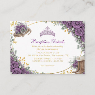 Carte D'accompagnement Roses Violettes Occidentales Pays Doré Quinceañera