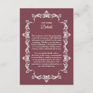 Carte D'accompagnement Rosewood Romantique Classique Mariage Cadre Orné