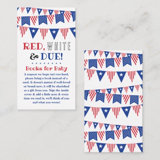 Carte D'accompagnement Rouge, Blanc & Due ! baby shower 4 juillet (Devant / Derrière)