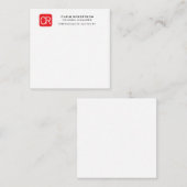 Carte D'accompagnement Rouge Blanc Professionnel Uni Monogrammé (Devant / Derrière)