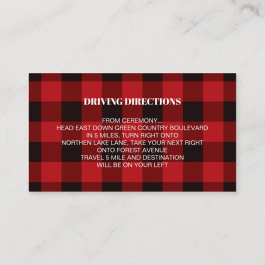 Carte D'accompagnement rouge buffle plaid rustique d'hiver mariage direct (Dos)