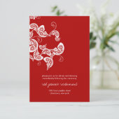 Carte D'accompagnement Rouge Floral Boho Paon Chic Oriental Mariage Asiat (Debout devant)