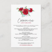 Carte D'accompagnement Rouge Roses Floral Élégant Script Coronavirus Sécu (Devant)