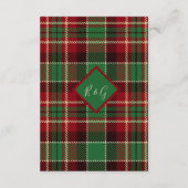 Carte D'accompagnement rouge vert noir écossais celtique tartan mariage (Dos)