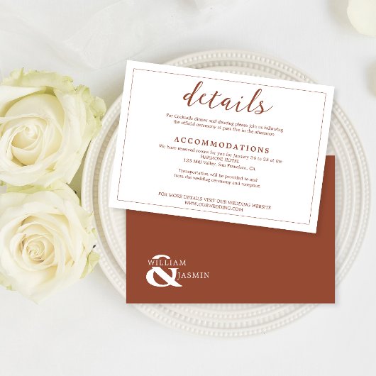Carte D'accompagnement Rouille en terre cuite simple moderne en Mariage b