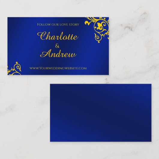 Carte D'accompagnement Royal Blue and Gold Mariage Website (Devant / Derrière)