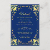 Carte D'accompagnement Royal Blue Détails Mariage Elégant Faux Gold Foil (Devant)