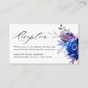 Carte D'accompagnement Royal Blue Lilac Purple Floral Mariage Réception
