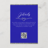Carte D'accompagnement Royal Blue Mariage Détails QR Code (Devant)