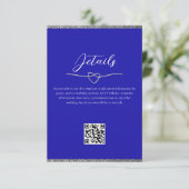 Carte D'accompagnement Royal Blue Mariage Détails QR Code (Debout devant)