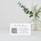 Carte D'accompagnement Royal Blue Navy Code Qr Rsvp Mariage moderne (Debout devant)
