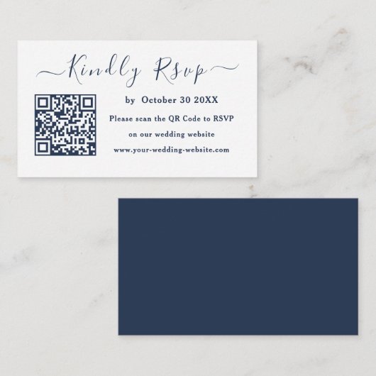 Carte D'accompagnement Royal Blue Navy Code Qr Rsvp Mariage moderne (Devant / Derrière)