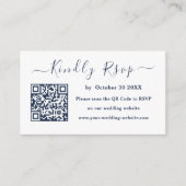 Carte D'accompagnement Royal Blue Navy Code Qr Rsvp Mariage moderne (Devant)
