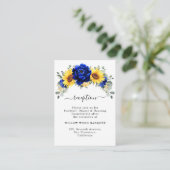 Carte D'accompagnement Royal Blue Rustic Sunflower Réception de mariage (Debout devant)