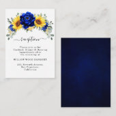 Carte D'accompagnement Royal Blue Rustic Sunflower Réception de mariage (Devant / Derrière)