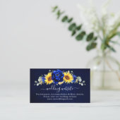 Carte D'accompagnement Royal Blue Rustic Sunflower Site Mariage moderne (Debout devant)
