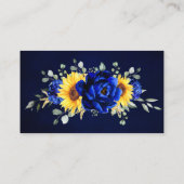 Carte D'accompagnement Royal Blue Rustic Sunflower Site Mariage moderne (Dos)