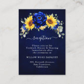 Carte D'accompagnement Royal Blue Rustic Tournesol réception Encl (Devant)