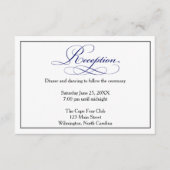 Carte D'accompagnement Royal Blue Script Wedding Réception Détails Card (Devant)