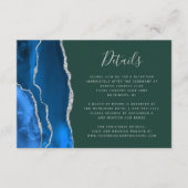 Carte D'accompagnement Royal Blue Silver Agate Green Détails du Mariage (Devant)