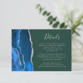 Carte D'accompagnement Royal Blue Silver Agate Green Détails du Mariage (Debout devant)