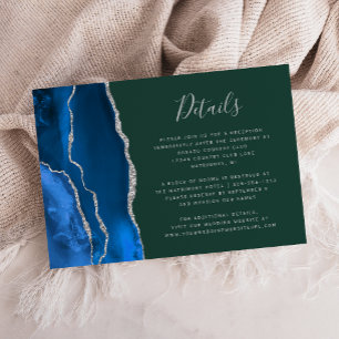 Carte D'accompagnement Royal Blue Silver Agate Green Détails du Mariage