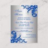 Carte D'accompagnement Royal Blue Silver Flourish Détails sur le Mariage (Devant)