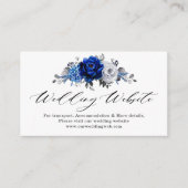Carte D'accompagnement Royal Blue White Silver Floral Détails du site web (Devant)