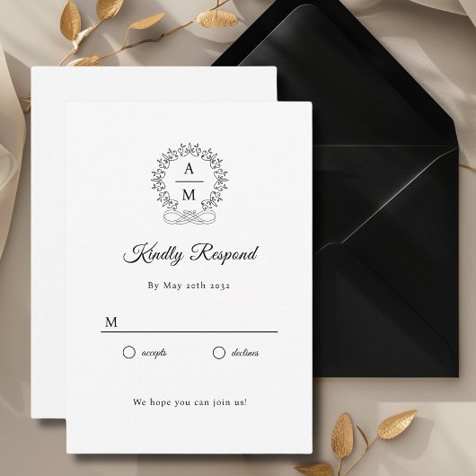 Carte D'accompagnement Royal, Élégant, Mariage RSVP