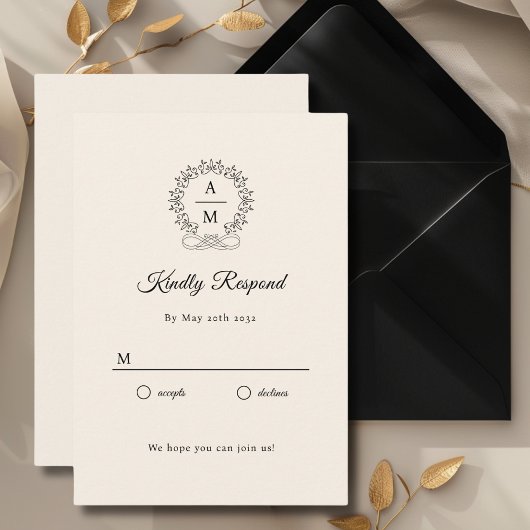 Carte D'accompagnement Royal, Élégant, Mariage RSVP