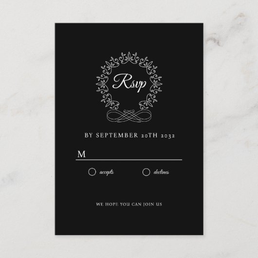 Carte D'accompagnement Royal, Élégant, Mariage RSVP (Devant)