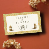 Carte D'accompagnement Royal Gold Damask Muslim QR Code RSVP Wedding Webs