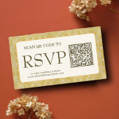 Carte D'accompagnement Royal Gold Damask Muslim QR Code RSVP Wedding Webs