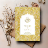 Carte D'accompagnement Royal Gold Damask Muslim QR Code RSVP Wedding Webs
