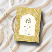 Carte D'accompagnement Royal Gold Damask Muslim QR Code RSVP Wedding Webs