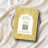 Carte D'accompagnement Royal Gold Damask Muslim QR Code RSVP Wedding Webs