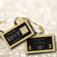 Royal Gold Damask Muslim QR Code RSVP Wedding Webs