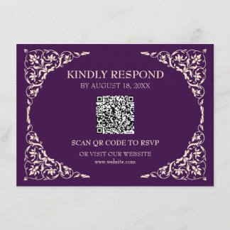 Carte D'accompagnement Royal Plum QR RSVP Card