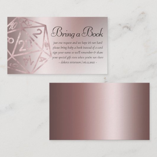 Carte D'accompagnement RPG Luxe | Mauve Imaginaire Tabletop Gamer Dice Bo (Devant / Derrière)